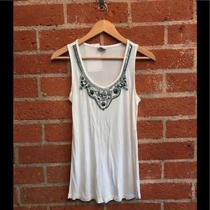 Women's tank top with sequined and jewel yoke